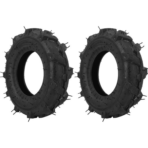 4.00-8タイヤ2本セットチューブレス、ゴム製チューブレストラクタータイヤ、4PR芝刈り機タイヤ、耕運機、フランジ付きタイヤ付き除雪機、ガーデントラクター、トレンチャー用、耐荷重67…