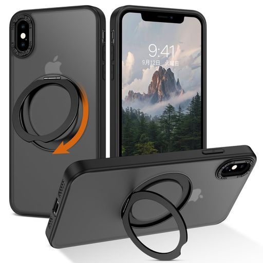 DOMAVER iPhone XS Max ケース リング 360°回転スタンド ワイヤレス対応 半透明 傷に強い背面 滑り止め 黄ばみなし 画面レンズ保護 指紋防止 耐衝撃 いPhone XS Max スマホカバー アイフォン XS Max 用…
