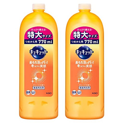 【まとめ買い】キュキュット 食器用洗剤 オレンジの香り 詰め替え 770ML × 2個