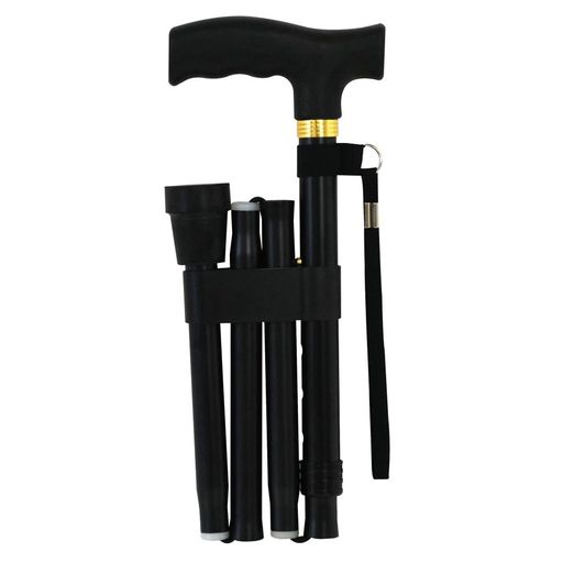 ナカバヤシアルミ製ステッキ折りたたみ式高さ5段階調節ブラックRQS-E002BK