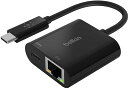 BELKIN USB-C TO GIGABIT ETHERNET + USB-C 60W PD対応 有線LAN 変換アダプター IPHONE 15 / IPAD / IPAD PRO / IPAD MINI / MACBOOK / MACBOOK PRO