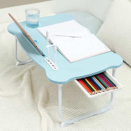 【2025年NEW多機能USB付き折りたたみテーブル】ローテーブルミニ机折り畳み(便利なUSBライト&ファン付き)子供プレゼントに最適一人暮らし省スペース学習/...