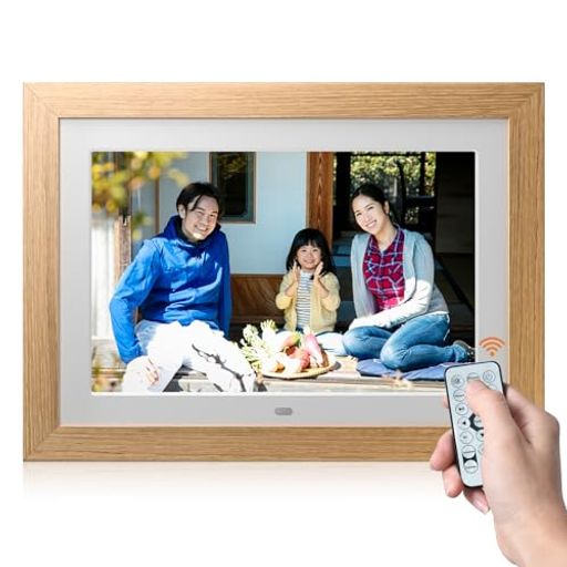 BWJBSW デジタルフォトフレーム 10.1インチ 1280x800 WiFiなし デジタル写真立て リモコン付き 写真/動画再生 256 GB SDカード/USBメモリ対応 自動回転 取り外し可能な木製フレーム 無料操作簡単 母…