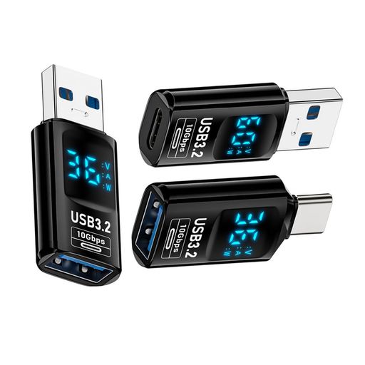 xiwai3個/ロットType-Cアダプター、スマートLEDデジタルディスプレイ付き、10GbpsUSB-CからUSB3.2Type-APD36W高速充電監視ディスプレイテスター検出器