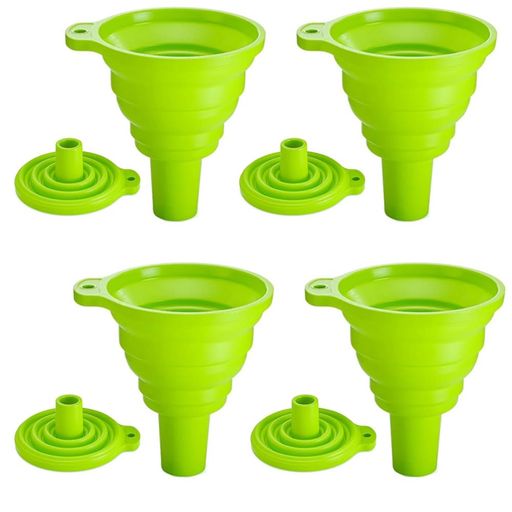 YJRUNFU漏斗ロート漏斗ミニ折りたたみ式4個セット伸縮漏斗水ボトル液体転送家庭使用食品グレード折りたたみ式キッチンじょうご調理用具注む用具狭口漏斗携帯便利柔...