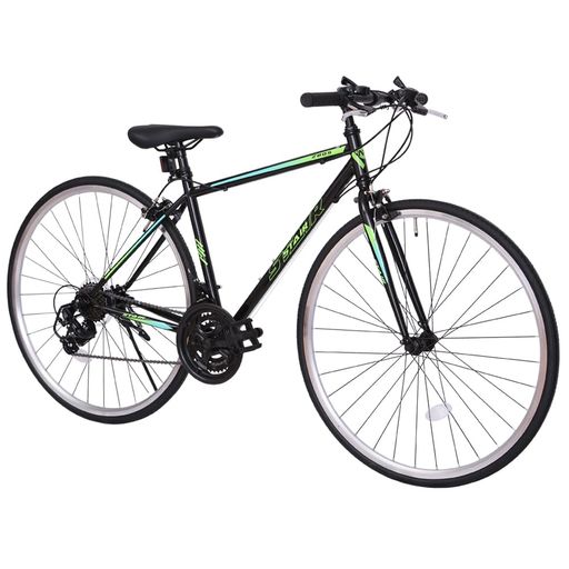 クロスバイク自転車シマノ製21段変速700x25C前後キャリパーブレーキワイヤ錠のプレゼント付き通勤通学(ブラック)