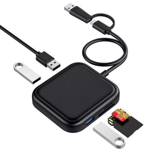 QwiizlabUSBC/A3.0ハブ、薄型軽量デザイン、3USBポート5Gbps、480MbpsSD/microSDカードリーダー、Windows7/8/10/11、MacOSなどと互換性があります