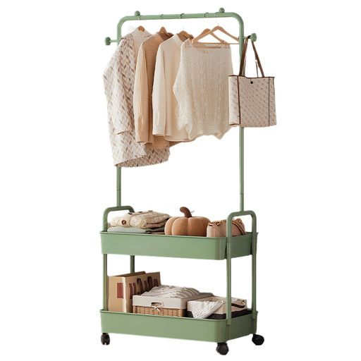 スリムハンガーラック収納付きおしゃれシングルキャスター付き【頑丈耐荷重15-20kg】【幅60cm奥行き28c..