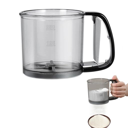 Doyime粉ふるい自動粉ふるい器小麦粉ふるいカップこし器半自動ハンド手持ち式篩カップ砂糖ふるいタお菓子作りたこ焼き調理器具便利道具