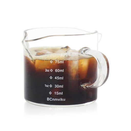 Measuring Cups - エスプレッソショットグラス計量カップ1個ハンドル付きお酒コーヒーミルク水グラスワイングラス厚み強化耐熱グラス(75ml1個)
