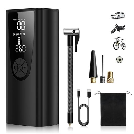 電動空気入れAumotop車自転車充電式エアーポンプ8000mAh圧力150PSIポータブル車用インフレーター自動停止自動車/自転車/ボール/浮き輪/バイク対応電動仏/英/米式バルブ対応くうきいれコンプ…