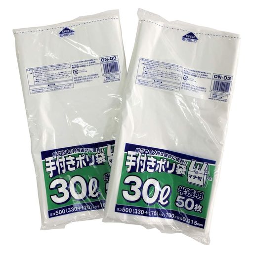 乐天商城 - ジャパックスゴミ袋半透明横33+マチ17x縦70cm厚み0.015mm手付きマチ付ポリ袋30L2個セットON-0350枚入2個セット