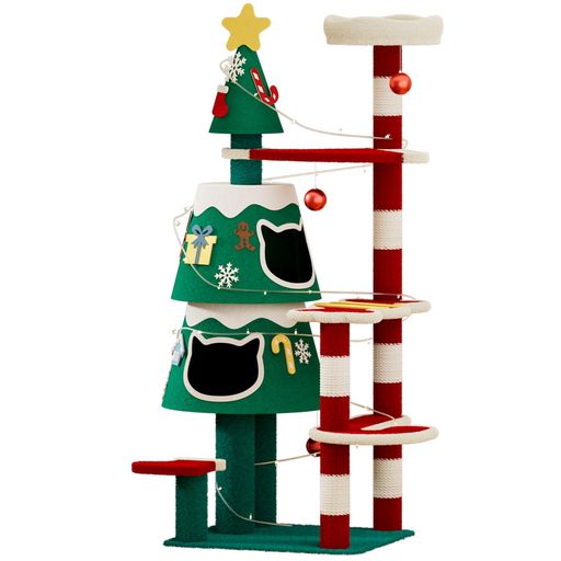 乐天商城 - Elegaifキャットタワー大型猫用猫タワークリスマス猫ハウス2つ付き人気おしゃれ高さ