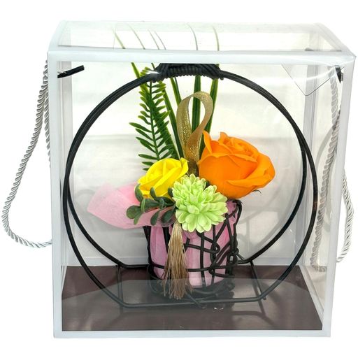 キューフラ(Q-FLA)ソープフラワー和モダン雅YEイエロークリアケース入りそのまま渡せるバラローズホワイトデー女性プレゼントギフト823084