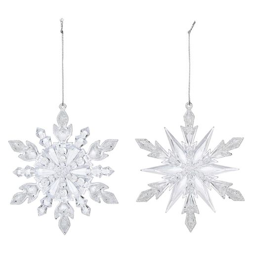 東京堂(Tokyodo)クリスマスオーナメント装飾クリアスノーオーナメントクリアシルバーL13xW11xD1.5cm2個入XO002877-zzz