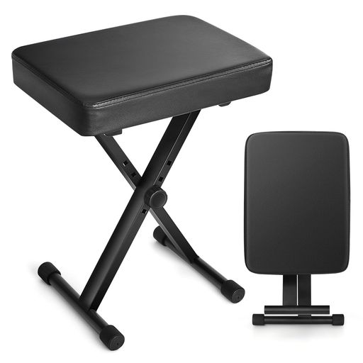 KAKETEピアノ椅子キーボード用ベンチ【4段階高さ調整・極厚6CM座り面】折り畳み収納X型キーボード椅子電子ピアノチェア高さ42-51.5CM子供から大人滑り止めゴム脚折りたたみイス軽量KeyboardBe…