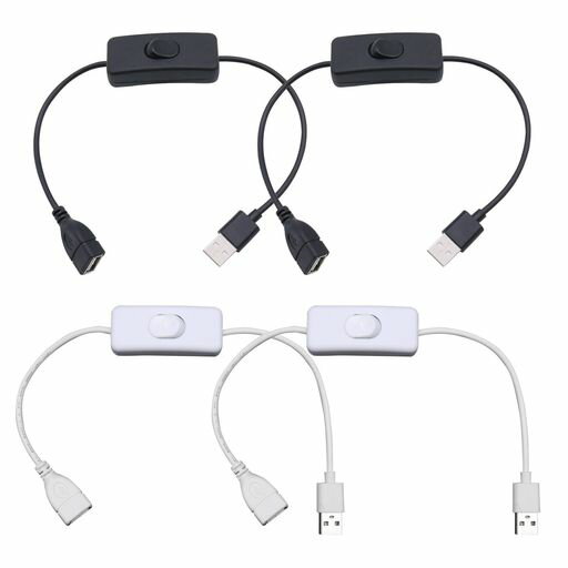 乐天商城 - YANYULIUSB延長ケーブルUSB電源ケーブル4個セット30cmON/OFFスイッチ付きLED照明や小型ファンなどの小電力機器用
