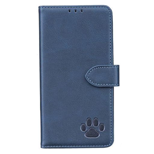 乐天商城 - caseforGooglepixel8カバーグーグルピクセル8ケース手帳型かわいい猫の足跡型押し柄スタンド機能付き【PKWCASE】マグネット開閉カード収納財布型全面保護(A2-ブルー青GooglePixel8)