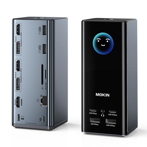 MOKIN USB-C ドッキングステーション 17-in-1 【MacBook対応・安定重視】デュアル/トリプルディスプレイ対応 4K@60Hz・MST対応(Windows)・PD100W充電・10Gbps高速転送・RJ45有線有線LAN