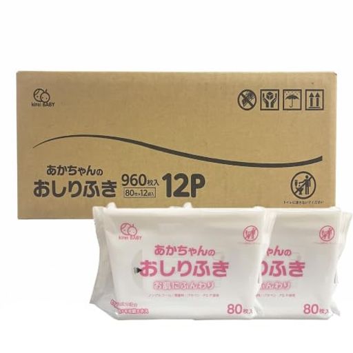【ご購入前の重要な確認事項】 いつもご利用いただき、誠にありがとうございます。 いつも【vicsystore楽天市場店】をご利用いただき、誠にありがとうございます。 最近、商品の入数・数量・サイズなどのご注文内容に関する間違いが増えております。 お手数ではございますが、ご購入手続きの際には、入数・数量・サイズを今一度ご確認いただけますようお願いいたします。 ご注文から 30分以上経過した場合、入数・数量・サイズ等の間違いによるキャンセルはお受けできません。 ご不明な点がある場合は、必ずご注文前にお問い合わせください。 🚚 ご注文に関するご案内 最短でのお届けをご希望の方へ 日時指定をされない場合、最短での発送手配が可能です。お急ぎの場合は日時指定なしでのご注文をおすすめいたします。 営業所留めについて 営業所留めには対応しておりません。 誤った郵便番号や住所でご注文された場合、発送時に発生した費用や損失はお客様のご負担となりますのでご注意ください。 お支払い方法について コンビニ払い・銀行振込などの前払いの場合は、ご入金確認後に在庫を確保いたします。 そのため、ご入金のタイミングによっては欠品となる場合がございます。 ギフト対応について 誠に申し訳ございませんが、のし・ラッピング・メッセージカード等のギフト対応は行っておりません。 ご購入数量の上限について 当店ではすべての商品に購入上限を設けております。 上限を超える数量をご希望の場合は、ご購入前に必ずお問い合わせください。 キャンセルについて ご注文から 30分を過ぎた場合、お客様都合によるキャンセルはお受けできません。 内容に不安がある場合は、ご注文前に必ずお問い合わせください。 ノンアルコール・無香料なので赤ちゃんの肌に負担なく使用できます。 内容量:80枚x12パック 原産国:日本 ノンアルコール・無香料なので赤ちゃんの肌に負担なく使用できます。 水含みの良いレーヨン不織布が、おしりの汚れを優しくキレイに拭き取ります。 赤ちゃんの手や体にも使用できます。