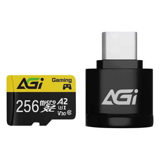 AGI 256GB TF138 MicroSDXC メモリカード Type C カードリーダー付き