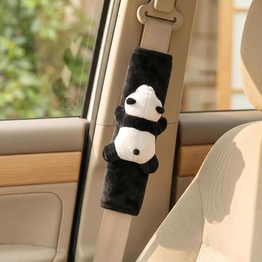 AirAkl シートベルトカバー パンダぬいぐるみ 2 個セット ショルダーパッド キッズ用 かわいい車用肩パッド 装飾