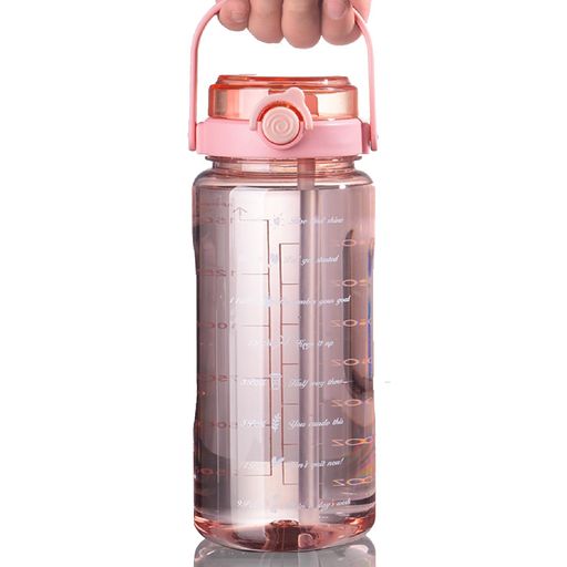 1500ml、2000mlボトル水筒大容量ポータブルストロースポーツウォーターボトル2WAYわら付き水位目盛付きBPAフリープラスチックウォーターボトル大人子どもアウトドアスポーツ登山用キャン…