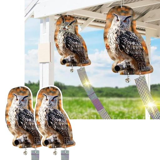 鳥よけ フクロウ 反射板 精巧 キラキラテープ 反射 鈴 鳥の糞よけ 鳥害対策 鳥よけ...
