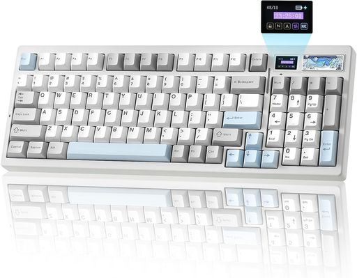 YUNZII IF99 96%レイアウト ワイヤレス ゲーミングキーボード メカニカル bluetooth/2.4G/有線 LCDスクリーン QMK/VIAプログラマブル ガスケット搭載 ホットスワップ RGB Mac/Win対応 技適認証取得