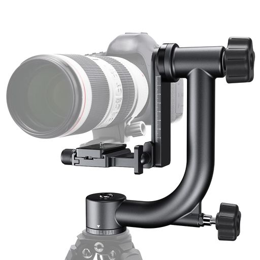 K&F CONCEPT ジンバル雲台 金属製 パノラマジンバルヘッド 360度回転 70mmエレベーター範囲アルカスイス規格 1/4’’クイックシューバブルレベル 望遠レンズ デジタル一眼レフカメラ用大型雲…