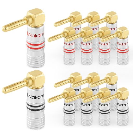 Nakamichi Excel シリーズ 24K 金メッキ Banana Plugs バナナ プラグ 12 AWG - 18 AWG ゲージ サイズ 4 mm スピーカー アンプ Hi-Fi AV ステレオ ホームシアター オーディオ ワイヤー ケーブル