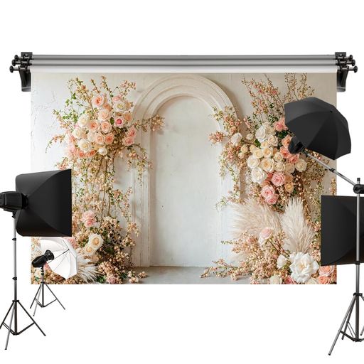 Kate 2.2x1.5m 背景布 背景シート 白い壁 花の背景 結婚式 撮影用 背景紙 カスタマイズ可能な背景
