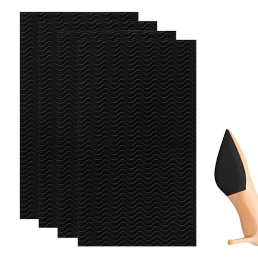 KDSSYFT靴底滑り止めステッカー4枚入り10x15cm強粘着テープ耐摩耗性補修用ソール保護不浸透性滑り止めシート(ブラック)