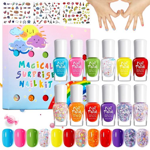 子供マニキュアネイルセットキッズ用ネイルはがせる水溶性速乾ネイルポリッシュ子供用メイクセット小学生女の子おもちゃ誕生日クリスマスプレゼント(12色)
