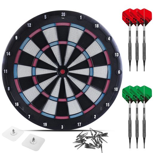 CyeeLife-ピンクソフトダーツボードDartboard+6本のダーツ(15g)+6本無傷フック+30個ブラックチップ