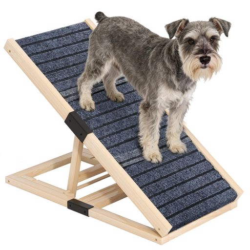 ペットスロープ 小型犬 室内用 ドッグステップ 木製折りたたみ 高さ30/40cm2段階調節 耐荷重20kg 幅32x長70cm
