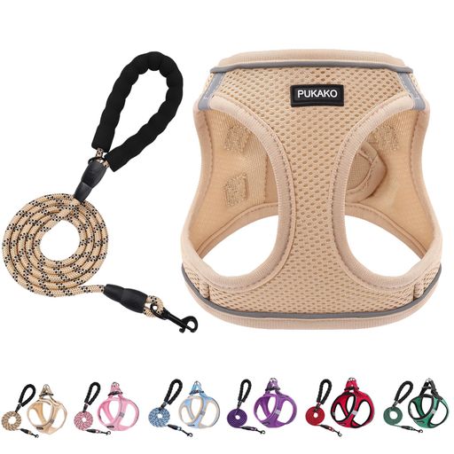 PUKAKO 犬 ハーネス 猫 リードセット 胴輪 小型犬 犬用ハーネス 猫用 服 メッシュ...