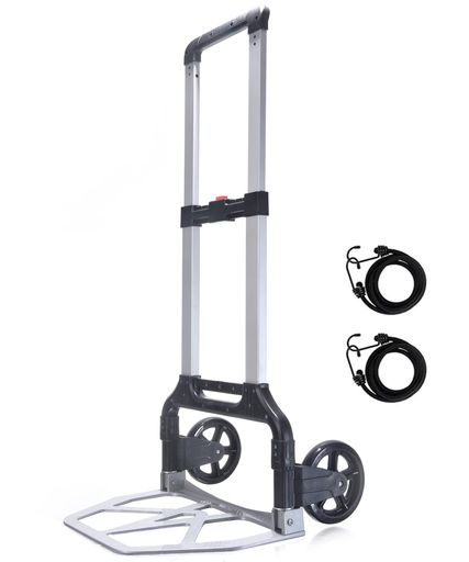 キャリーカート 大型タイヤ 静音 台車 運搬キャリー 耐荷重150KG 多用途カート 組み立て不要 折りたたみ コンパクト キャンプ アウトドア 引っ越し 災害時 買い物 旅行 固定ロープ2本付き (…