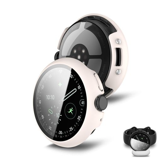 Gewhineul ガラスフィルム一体型ケース 対応 Google Pixel Watch 4 (2025), PC+TPE材質 高透過率 指紋防止 傷防止 カバー 対応 グーグルピクセルウォッチ 4, 二重構造 全面保護 超薄型 高耐久 装着簡単