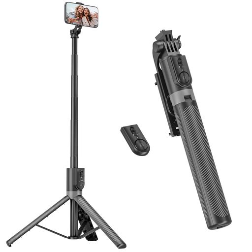 RISEOFLE スマホ三脚&自撮り棒 180cm 収納一体型 スマホスタンド 三脚 iPhone/Android対応 長い セルカ棒 ワイヤレスリモコン付き 旅行/自撮り/動画撮影/ライブ配信などに最適