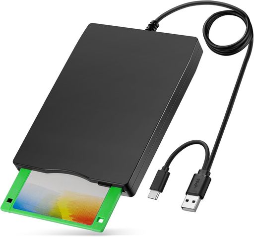 Parishop USBフロッピーディスクドライブ 外付け 3.5インチ 720KB 1.44MB FDD ポータブルフロッピーディスク USB Type-C Type-A PC用 Windows Mac インボイス対応 ブラック