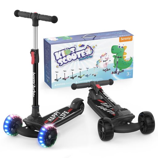 besrey キックスクーター キックボード子供 キッズスクーター 3輪タイプ 4階段調節可能 方向転換 後輪ブレーキ 高さ調整可能 軽量 光る