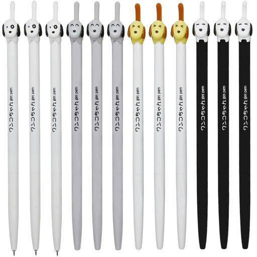 Maydahui 可愛い 動物 犬 ボールペン 12本セット 0.5mm 黒インク ジェルボールペン おしゃれ 楽しい 文房具 かわいい 手帳用 子供 学生 誕生日 ギフト プレゼント