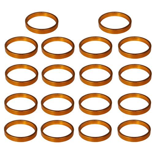 ヘッドセットスペーサー 28.6mm ロースペーサー 5mm/10mm/15mm/20mm 軽量 アルミ合金製 自転車/バイクスペーサー ステムスペーサー コラムスペーサー (5MMゴールド18個)
