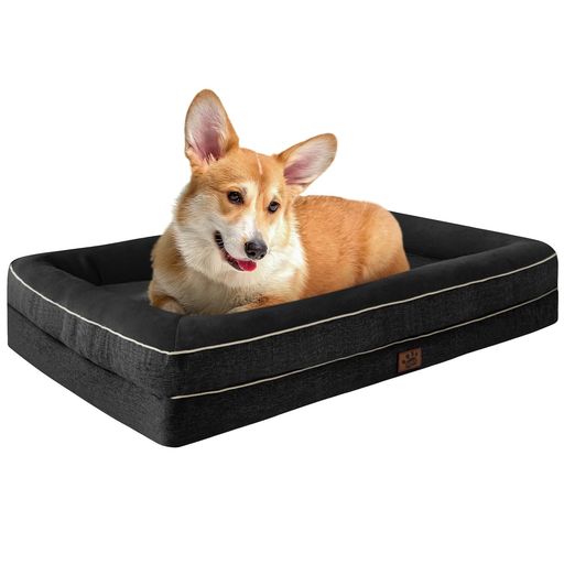 犬 ベッド 防水ペットベッド 猫 犬用ベッド 洗える 通気性犬のベッド オールシーズン 小型 中型 大型犬 取り外せるカバー 滑り止め ふわふわ ペットクッション (ブラック, 77x51x16.5cm)