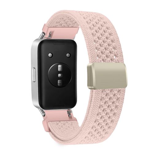 CeiBand HUAWEI Band 11/11 Pro 対応 交換バンド マグネット ファーウェイ 交換ベルト 時計ベルト 通気性 ストラップ 編み込み スポーツバンド 磁気バックル huawei band 11/11 pro 用, ライトピンク