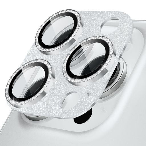 Podick カメラカバー iPhone16 Pro/16 Pro Max用 カメラフィルム キラキラ 9H強化ガラス アルミ合金 耐衝撃 いphone16pro/16pro max カメラ保護 高透過率 キズ防止 露出オーバー防止 一体化 全面保護