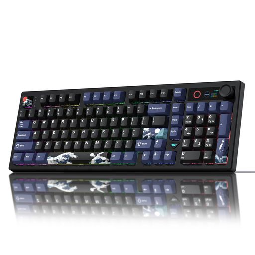 Womier L98 ワイヤレスゲーミングキーボード 無線 TFTスクリーン&ノブ付き 98%カスタムゲーミングキーボード テンキー付き