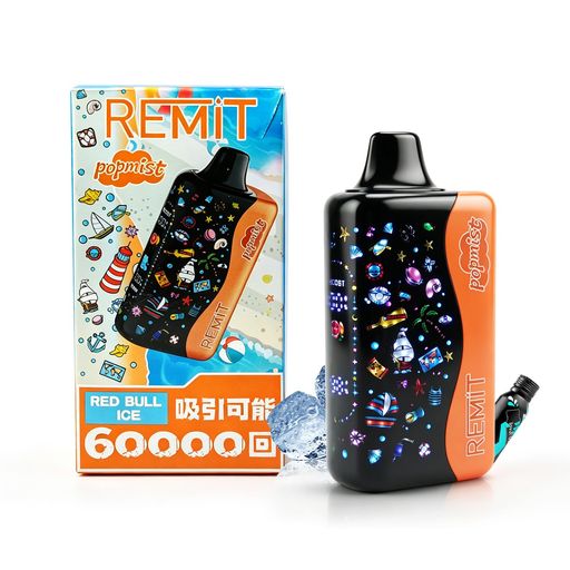 【清涼感・酸味を自分好みに】 REMIT POPMIST 電子タバコ 使い捨て 60000回吸引 ベイプ シーシャ 持ち運び VAPE 爆煙 大容量 禁煙パイポ 2モード切替 LEDディスプレイ エアフロー調整 850mAh Type-C充…
