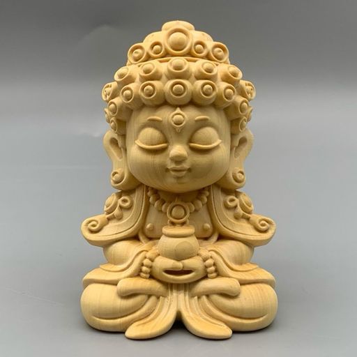 【薬師如来坐像】高さ7cm 柘植ツゲ ミニ かわいい 守り本尊 当病平癒 木彫りの仏像